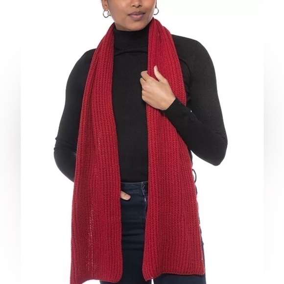 NWT Style & Co Solid black Ribbed Muffler Scarf red, women accessories - Picture 1 of 6
